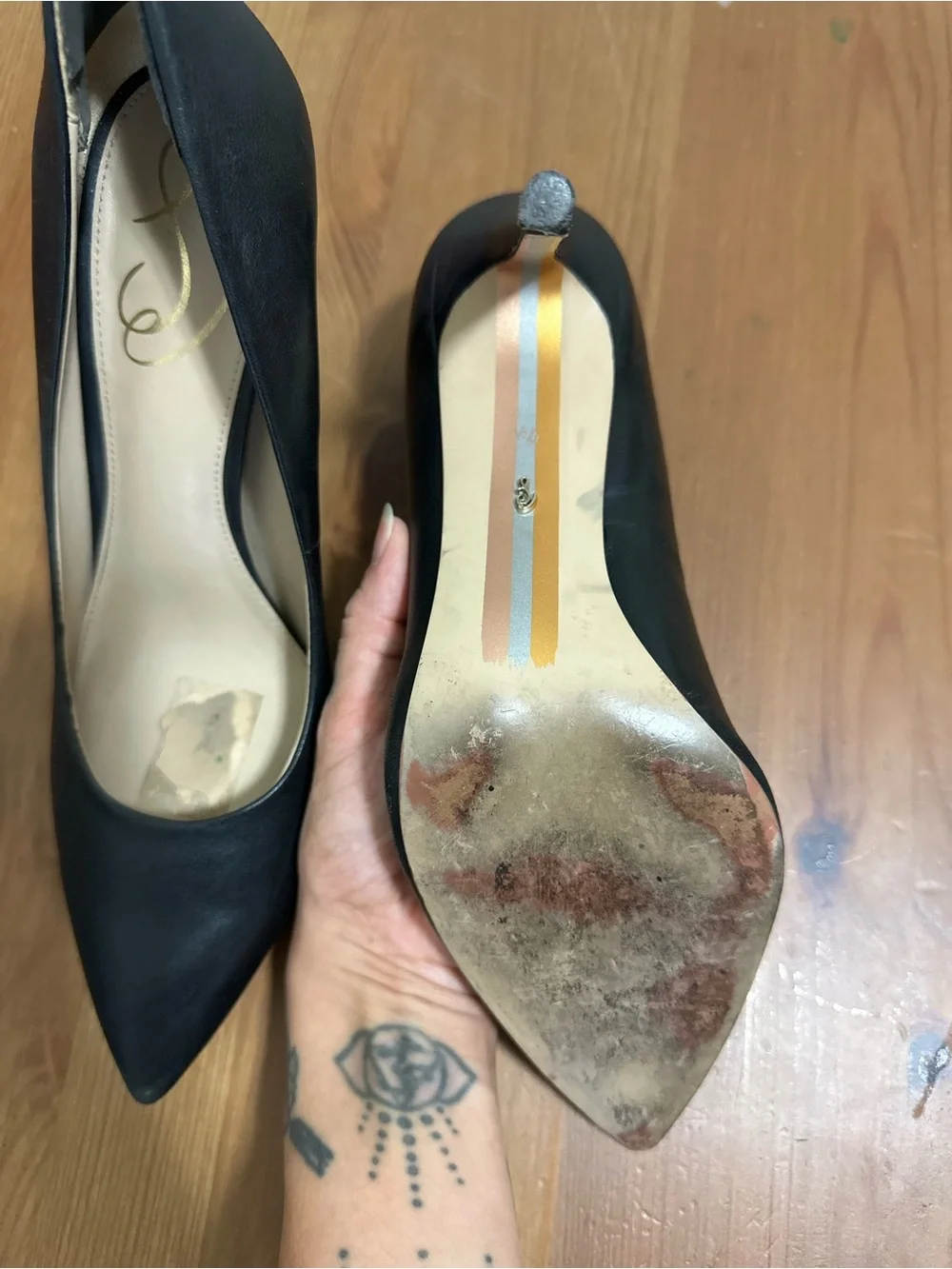 Sam Edelman Vienna Italian Leather Pointy Black Pumps